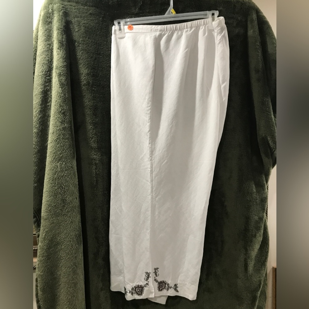 Lane Bryant White Cropped Pants with Embellished Hem